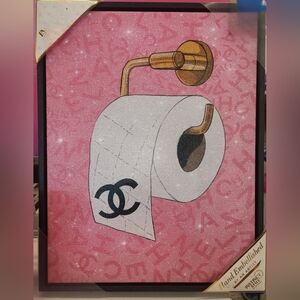 🔥Glam Lux Logo Sparkle Glitter Pink Framed Wall Art Decor